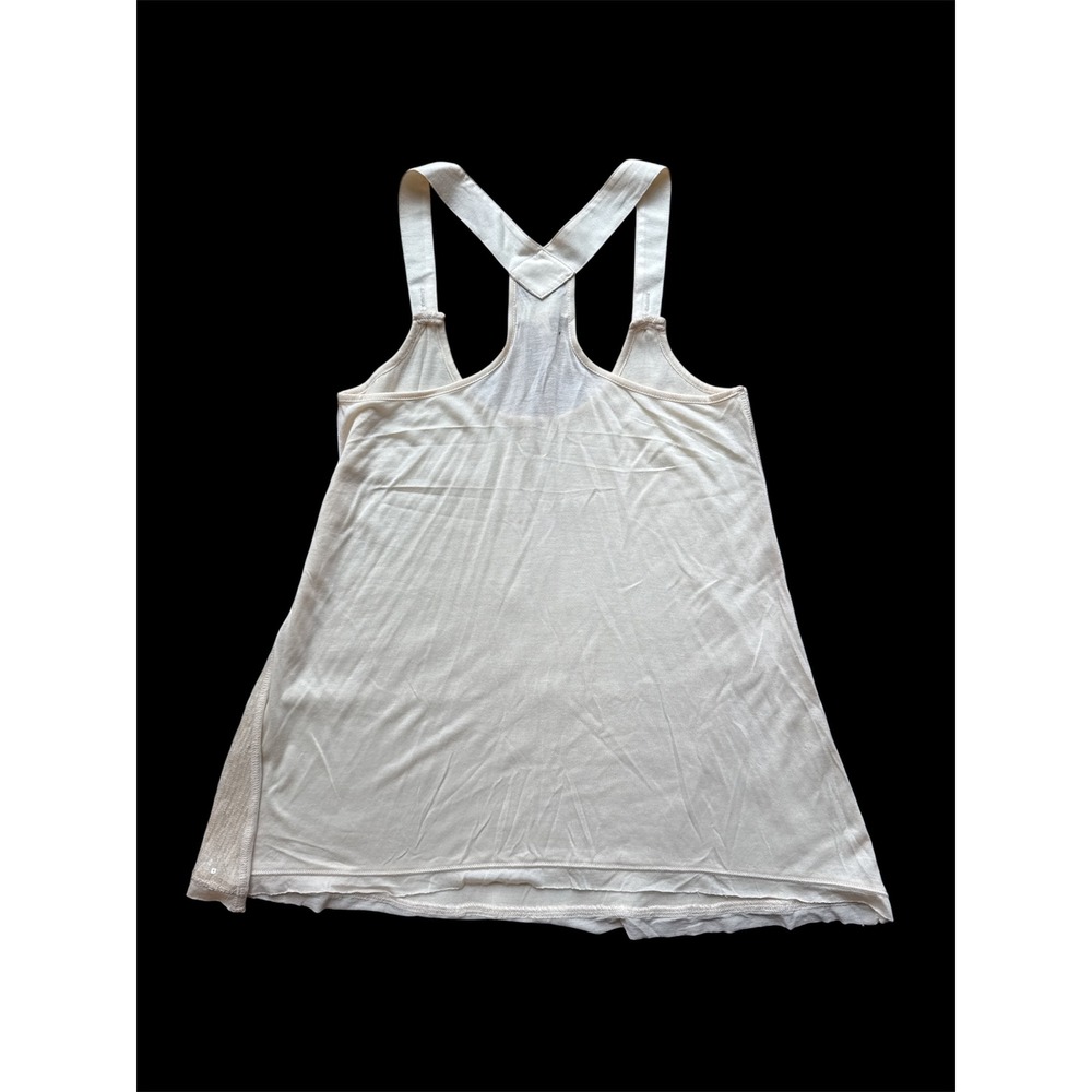 Babakul Womens Cream Sequin Racerback Tank Top XS Modal Sleeveless Y-Back Boho - Picture 2 of 5